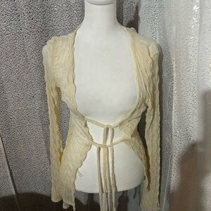 SHEIN Cream and Blue Sheer Fabric